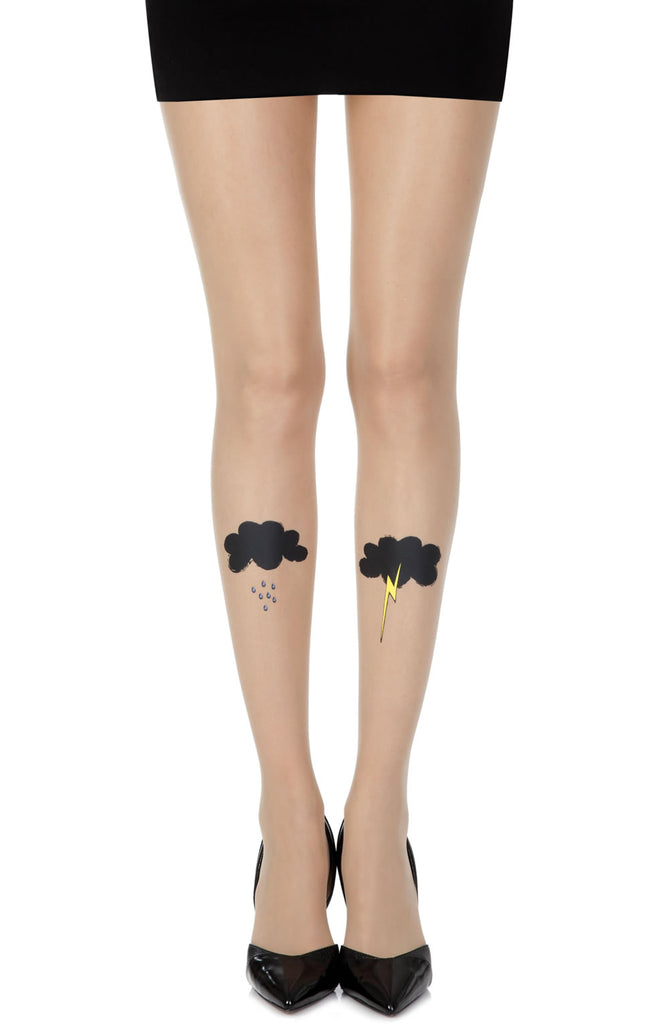 Zohara “The Perfect Storm” Skin Sheer Print Tights