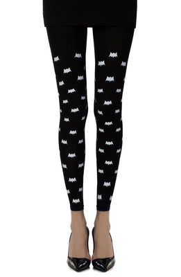 Zohara “Super Hero” Black Print Footless Tights