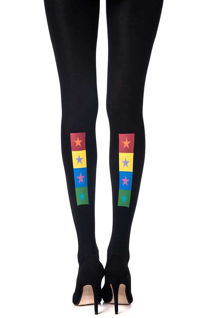 Zohara “United Colors” Black Print Tights