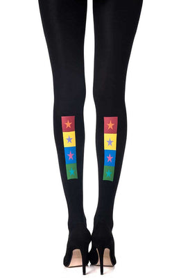 Zohara “United Colors” Black Print Tights