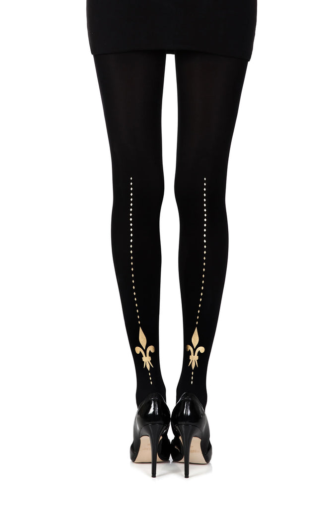 Zohara “Lily Of The Valley” Black Print Tights