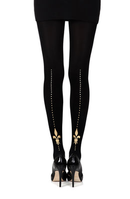 Zohara “Lily Of The Valley” Black Print Tights