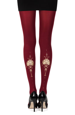 Zohara “Egyptian Goddess” Burgundy Print Tights