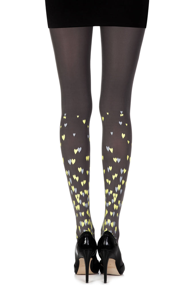 Zohara “Queen Of Hearts” Grey Print Tights