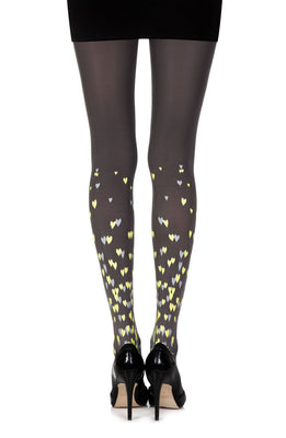 Zohara “Queen Of Hearts” Grey Print Tights