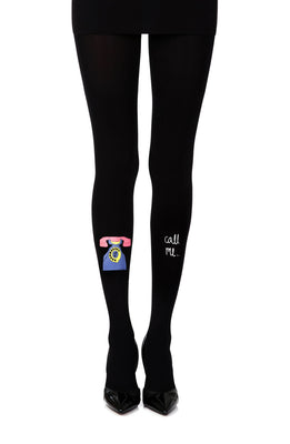Zohara “Call Me” Black Print Tights