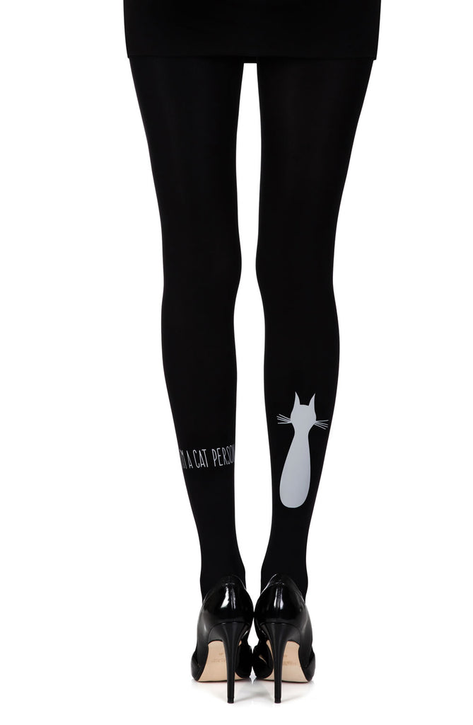 Zohara “Smelly Cat” Black Print Tights