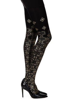Zohara “Kaleidoscope” Black Print Tights