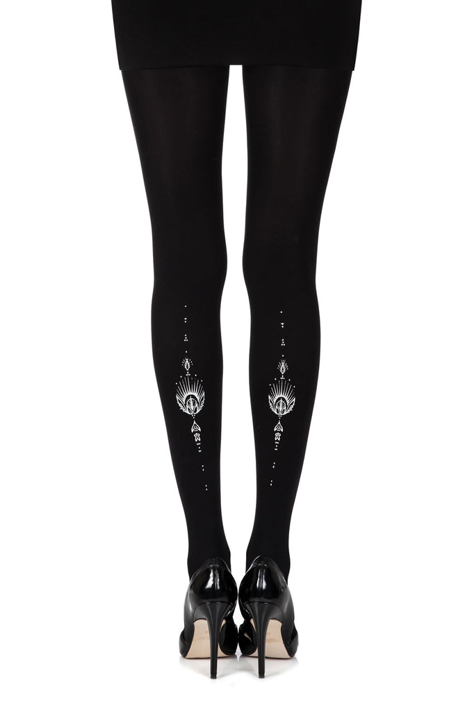 Zohara “Jewel In The Night” Black Print Tights