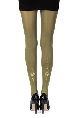 Zohara “Jewel In The Night” Green Print Tights