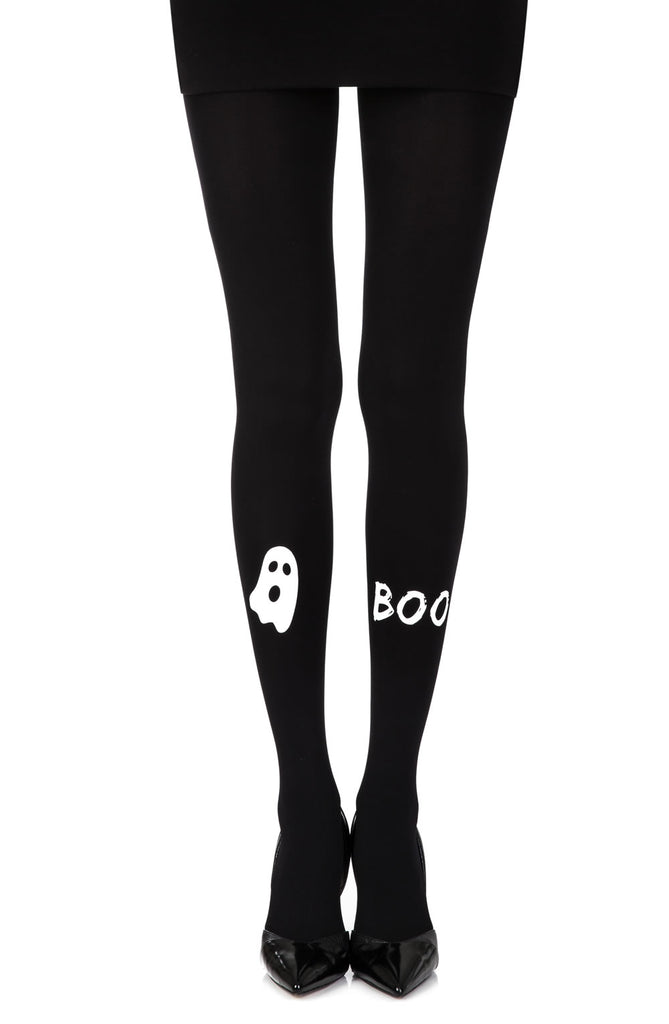 Zohara “Peek A Boo” Black Print Tights