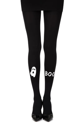 Zohara “Peek A Boo” Black Print Tights
