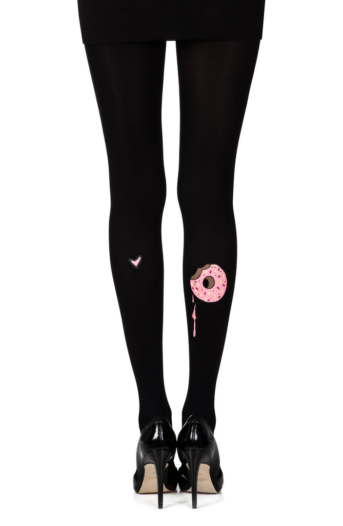 Zohara “A Donut Bite” Black Print Tights