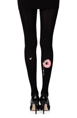 Zohara “A Donut Bite” Black Print Tights