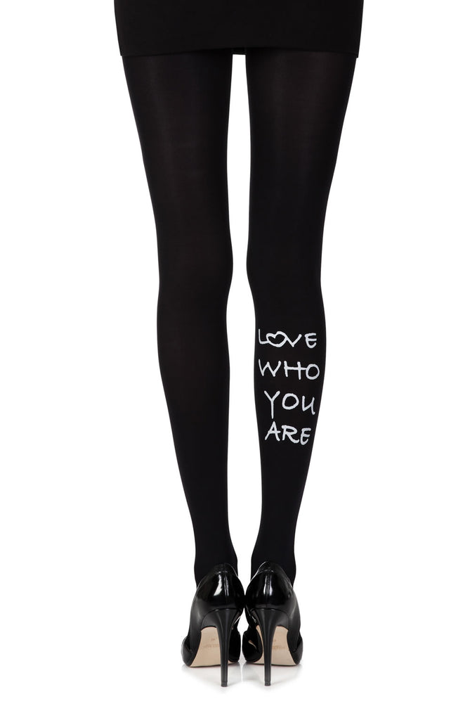 Zohara “Love Who U R” Black Print Tights