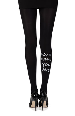 Zohara “Love Who U R” Black Print Tights