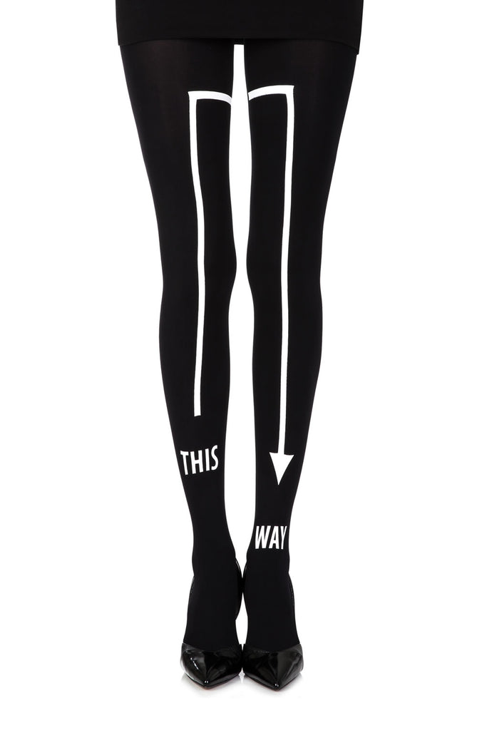 Zohara “This Way” Black Print Tights