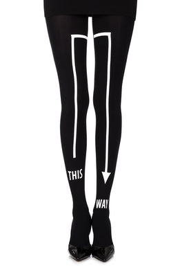 Zohara “This Way” Black Print Tights