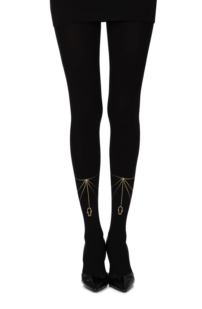 Zohara “Lucky Charm” Black Print Tights