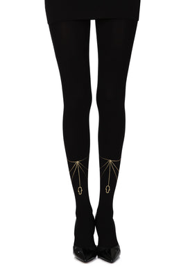 Zohara “Lucky Charm” Black Print Tights