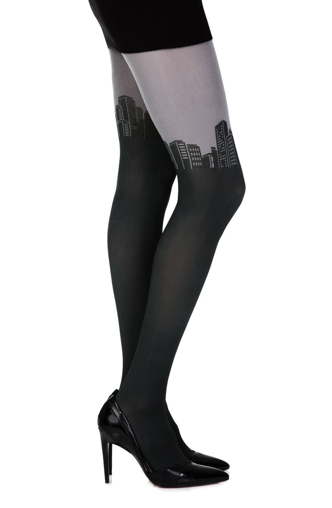 Zohara “Sky Line” Grey Print Tights