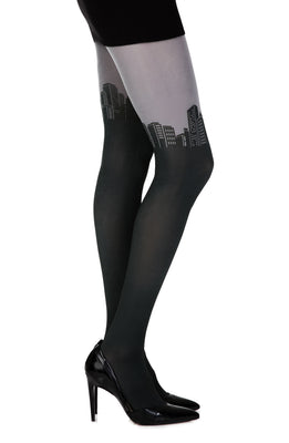 Zohara “Sky Line” Grey Print Tights