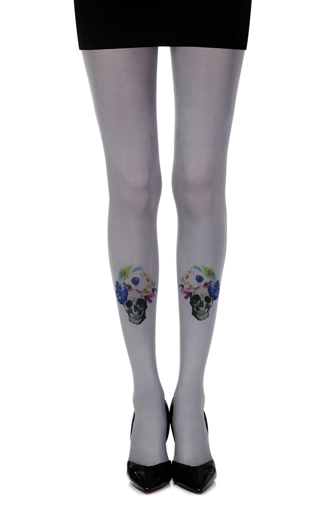 Zohara “Guns And Roses” Grey Print Tights