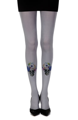 Zohara “Guns And Roses” Grey Print Tights