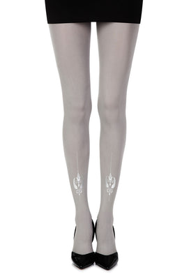 Zohara “Silver Line” Grey Print Tights