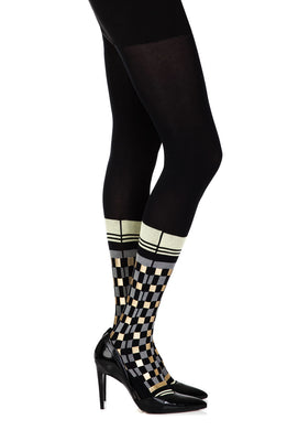 Zohara “Happy Socks” Black Print Tights