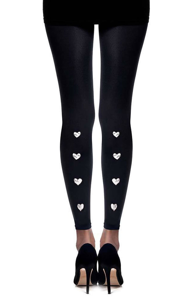 Zohara "Love Me Tender" Black Print Footless Tights