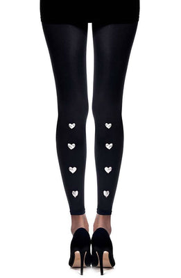 Zohara "Love Me Tender" Black Print Footless Tights