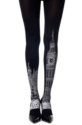 Zohara "London Time" Black Print Tights