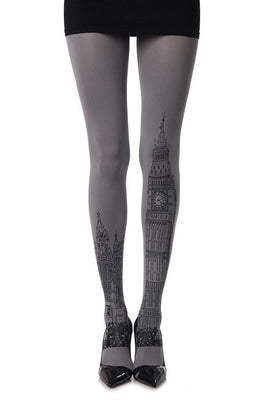 Zohara "London Time" Grey Print Tights