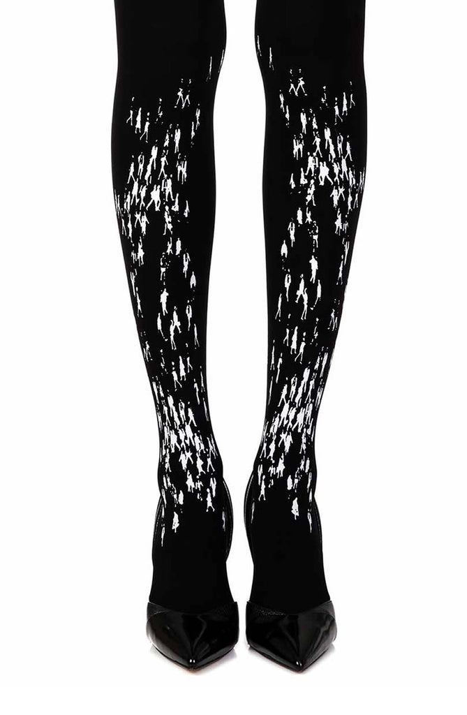 Zohara “Walking By” Black Print Tights