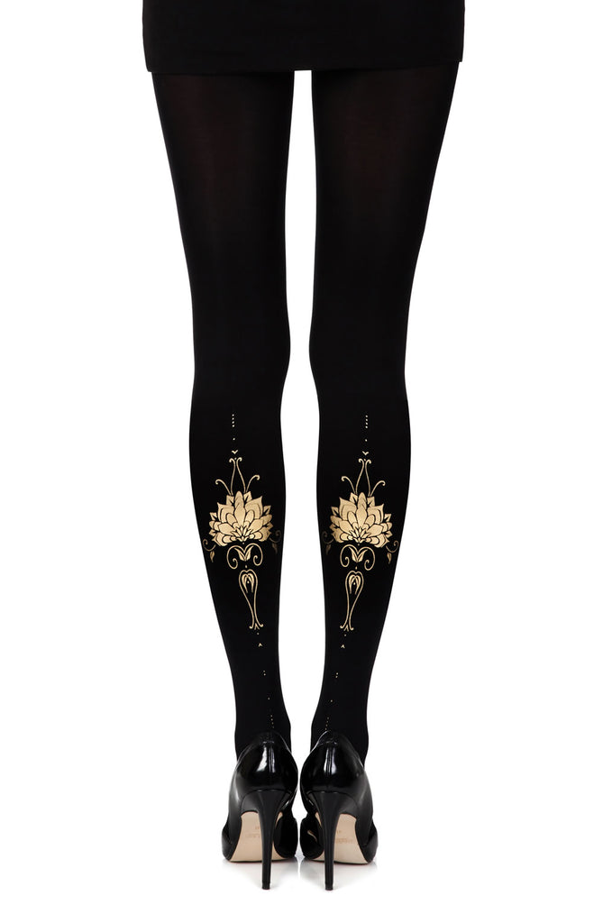 Zohara “Egyptian Goddess” Black Print Tights
