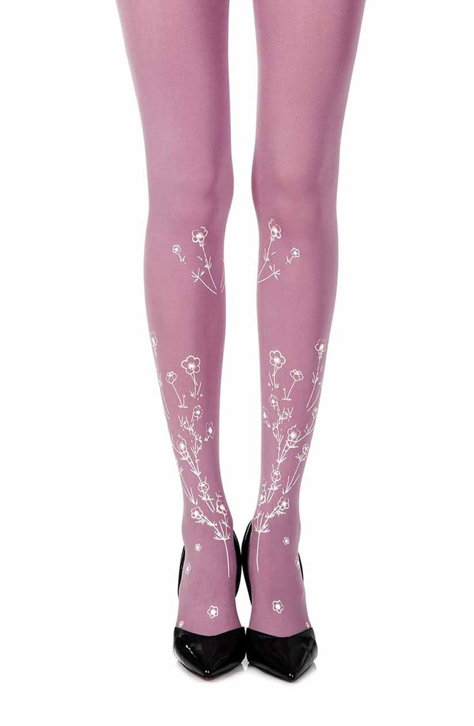 Zohara “Wild Roses” Violet Print Tights