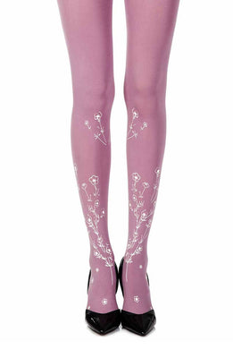 Zohara “Wild Roses” Violet Print Tights