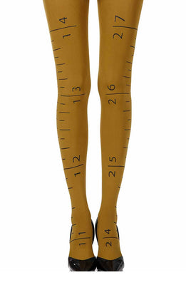 Zohara “Tape Measure” Mustard Print Tights