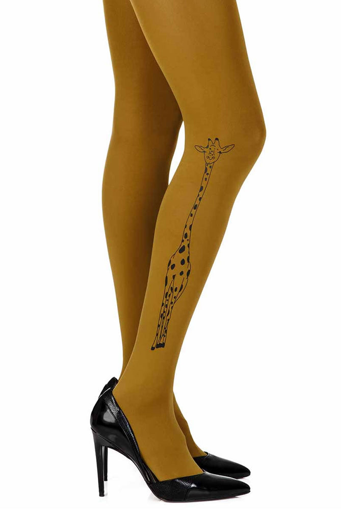 Zohara “Giraffe Can’t Dance” Mustard Print Tights