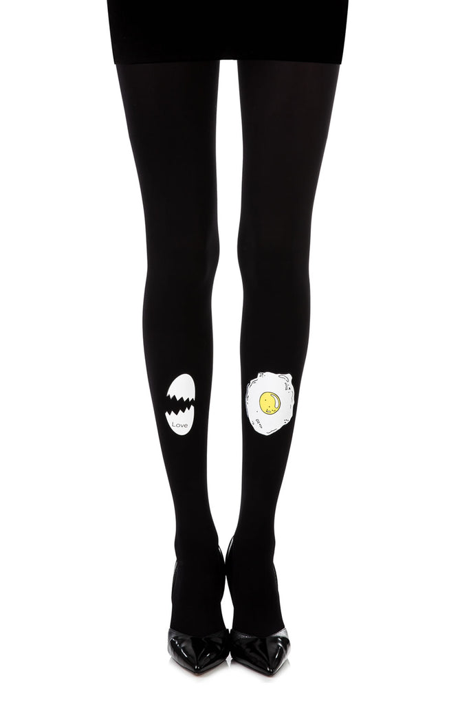 Zohara “Sunny Side Up” Black Print Tights