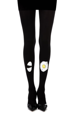 Zohara “Sunny Side Up” Black Print Tights