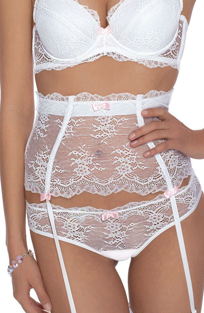 Roza Ambre Suspender Belt WhiteLarge