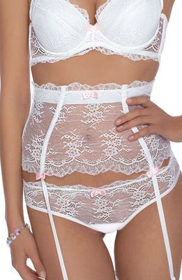 Roza Ambre Suspender Belt WhiteLarge